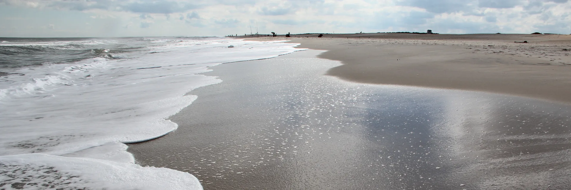 Waves along the sandy Atlantic shore at Assateague Island National Seashore.
